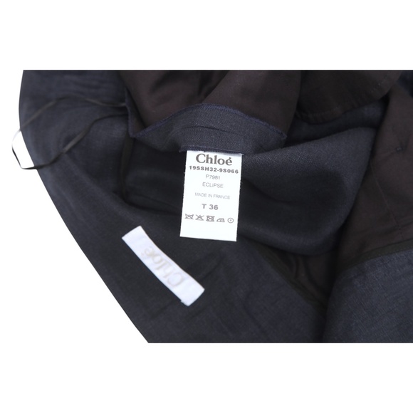 CHLOE Shorts Bermuda Navy Knee Leg Buttons Buckle Pleated Pockets Sz 36 - Picture 5 of 6